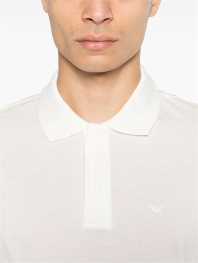 Emporio Armani Emporıo Armani Erkek Regular Fit Kartal İşlemeli %100 Pamuklu Kısa Kollu Beyaz Polo Yaka T-Shirt EM000850 AF12955-U0003