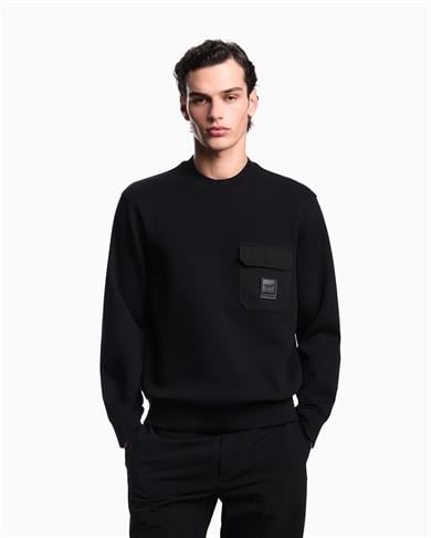Emporio Armani Emporıo Armani Erkek Regular Fit Yuvarlak Yakalı Cep Detaylı Uzun Kollu Siyah Sweatshirt EM002925 AF10013-UC001