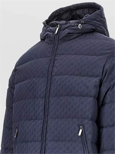 Emporıo Armani Erkek Regular Fit Çift Taraflı Kullanılabilen Kapüşonlu Baskılı Fermuarlı Şişme Lacivert Mont EM006732 AF28007-FB058