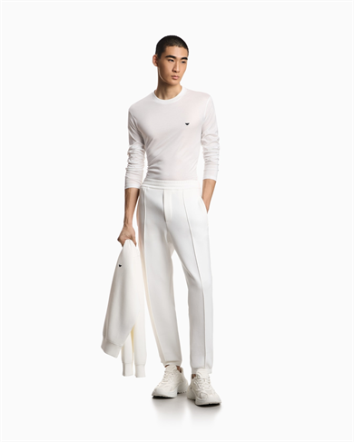 Emporıo Armani Erkek Slim Fit Bisiklet Yakalı Uzun Kollu Beyaz Sweatshirt EM004591 AF13747-U0003