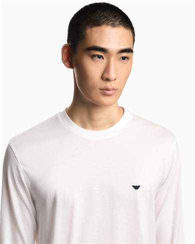 Emporıo Armani Erkek Slim Fit Bisiklet Yakalı Uzun Kollu Beyaz Sweatshirt EM004591 AF13747-U0003