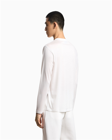 Emporıo Armani Erkek Slim Fit Bisiklet Yakalı Uzun Kollu Beyaz Sweatshirt EM004591 AF13747-U0003