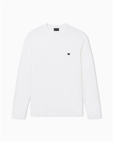 Emporıo Armani Erkek Slim Fit Bisiklet Yakalı Uzun Kollu Beyaz Sweatshirt EM004591 AF13747-U0003