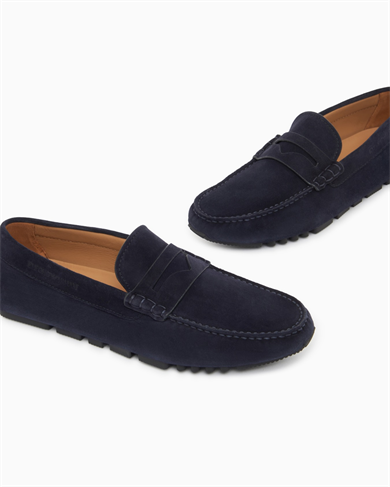 Emporıo Armani Erkek Süet Deri Bağcıksız Günlük Kullanım Lacivert Ayakkabı EM003731 AF19687-UB117