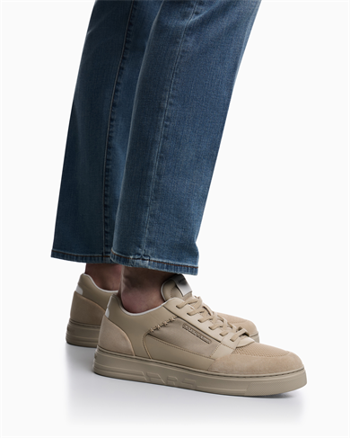 Emporıo Armani Erkek Süet Ve File Detaylar Bağcıklı Kauçuk Taban Bej Sneaker EM004836 AF24321-M1359