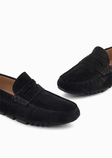 Emporıo Armani Erkek Süet Deri Bağcıksız Günlük Kullanım Siyah Ayakkabı EM003731 AF19687-UC001