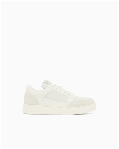 Emporıo Armani Erkek Süet Ve File Detaylar Bağcıklı Kauçuk Taban Beyaz Sneaker EM004836 AF24321-M0360