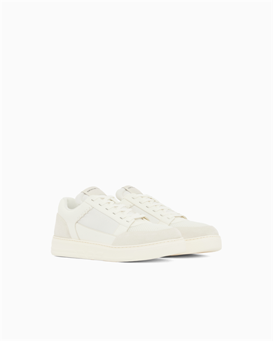 Emporıo Armani Erkek Süet Ve File Detaylar Bağcıklı Kauçuk Taban Beyaz Sneaker EM004836 AF24321-M0360