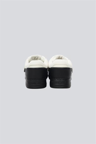 Emporıo Armani Erkek Yuvarlak Burun Bağcıklı Deri File Detaylı Siyah Sneaker EM002855 AF18018-MC024