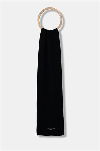 Emporıo Armani Erkek Yünlü Pürüzsüz Örme Kumaş Logo İşlemeli Siyah Şal & Eşarp & Fular EM003713 AF18241-U8120