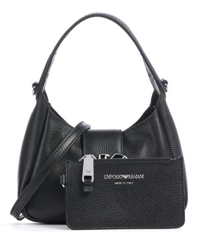 Emporıo Armani Kadın Deri Marka Logolu Askılıklı Fermuarlı Siyah Omuz Çantası Y3E235 YWQ9X-80001