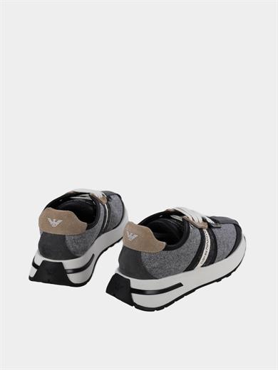 Emporıo Armani Kadın Rahat Taban Kontrast Detaylı Gri Sneaker EW003060 AF19772-M8242
