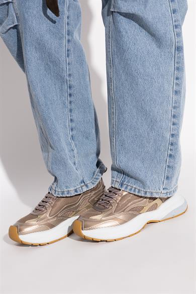 Emporıo Armani Kadın Yüksek ve Rahat Taban File Detaylı Logo İmzalı Bej Sneaker EW003056 AF19766-M6203
