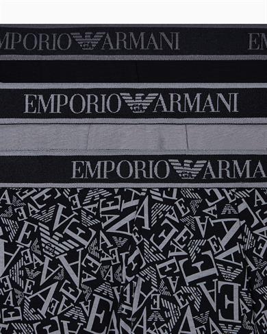 Emporıo Body Erkek Logolu Elastik Bantlı Streç Pamuklu 3lü Siyah Boxer EM000370 AF10779-MC198
