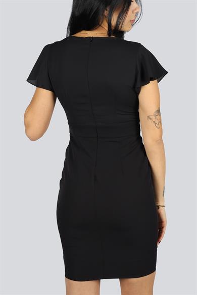 Explosıon Kadın Slim Fit Kısa Kollu Pamuklu Siyah Elbise EXP57396-SİYAH