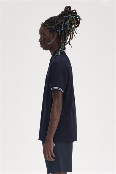 Fred Perry Erkek Çift Manşet ve Yaka Detaylı Kısa Kollu Geleneksel Üretim Lacivert T-Shirt M12-Y84