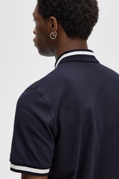 Fred Perry Erkek Kol ve Yaka Ucu Şerit Detaylı Kısa Kollu Lacivert T-Shirt M2-797