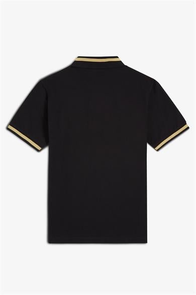 Fred Perry Erkek Kol ve Yaka Ucu Şerit Detaylı Kısa Kollu Siyah Polo Yaka T-Shirt M2-157