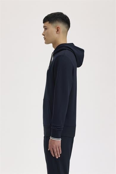 Fred Perry Erkek Normal Kalıp Logo İşlemeli Kapüşonlu %100 Pamuklu Uzun Kollu Lacivert Sweatshirt M2643-248
