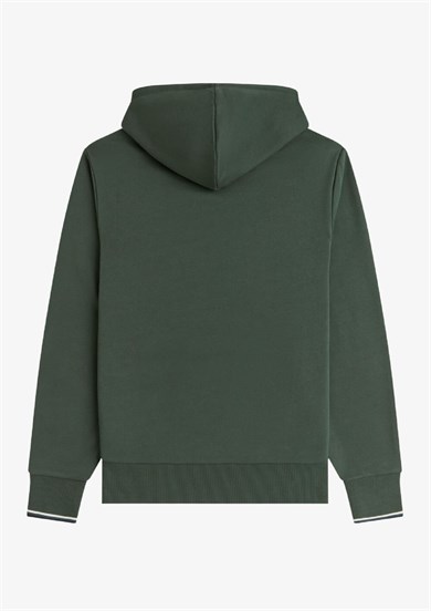 Fred Perry Erkek Normal Kalıp Logo İşlemeli Kapüşonlu %100 Pamuklu Uzun Kollu Yeşil Sweatshirt M2643-Z50