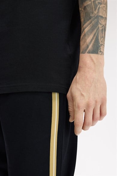 Fred Perry Erkek Normal Kesim Yanları Şerit Çizgili Havlu Kumaş Siyah Eşofman Altı T2303-90A