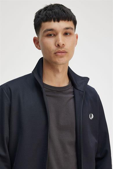 Fred Perry Erkek Pamuklu Triko Kumaş Fermuar Kapamalı Uzun Kollu Lacivert Ceket J6000-608