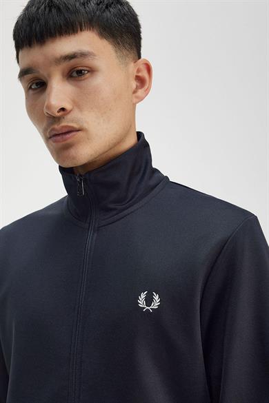 Fred Perry Erkek Pamuklu Triko Kumaş Fermuar Kapamalı Uzun Kollu Lacivert Ceket J6000-608