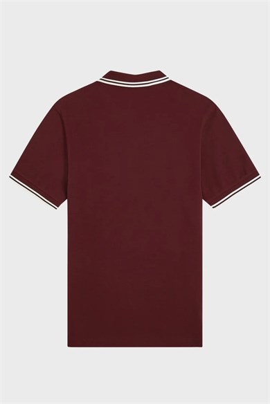 Fred Perry Erkek Regular Fit Yakası Çizgi Desenli Kısa Kollu Bordo Polo Yaka T-Shirt M3600P-597