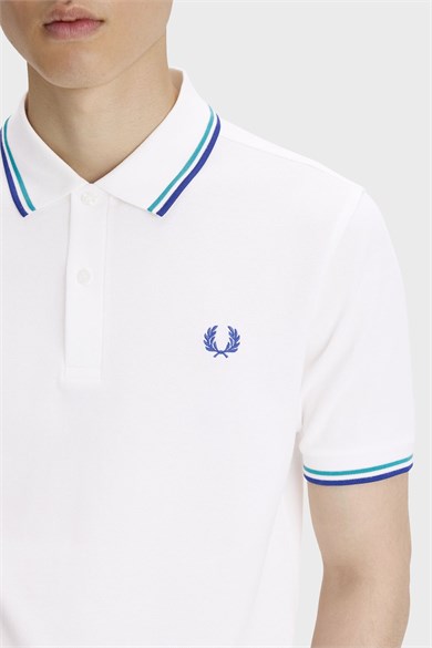 Fred Perry Erkek Regular Fit Yakası Çizgi Desenli Kısa Kollu Beyaz1 Polo Yaka T-Shirt M3600P-94A