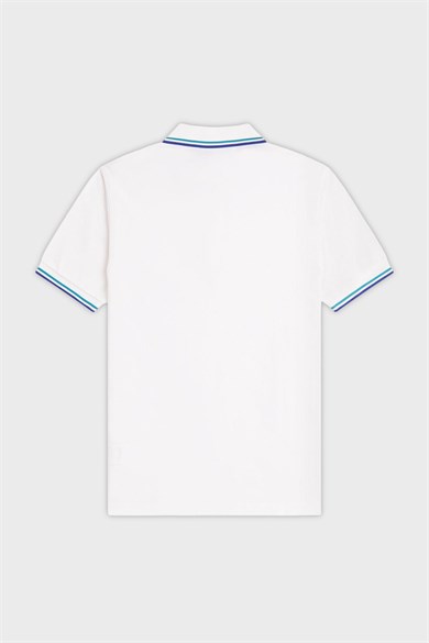 Fred Perry Erkek Regular Fit Yakası Çizgi Desenli Kısa Kollu Beyaz1 Polo Yaka T-Shirt M3600P-94A