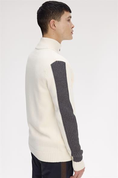 Fred Perry Erkek Uzun Kol Dik Yaka Fermuar Kapama Beyaz Hırka K1546-560