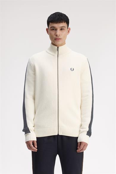 Fred Perry Erkek Uzun Kol Dik Yaka Fermuar Kapama Beyaz Hırka K1546-560