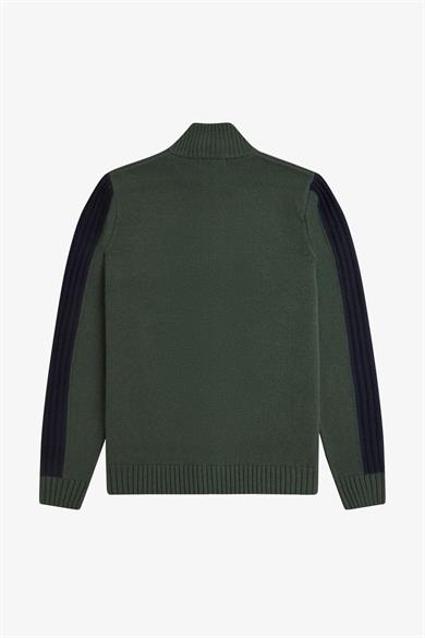 Fred Perry Erkek Uzun Kol Dik Yaka Fermuar Kapama Yeşil Hırka K1546-X89
