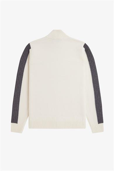 Fred Perry Erkek Uzun Kol Dik Yaka Fermuar Kapama Beyaz Hırka K1546-560