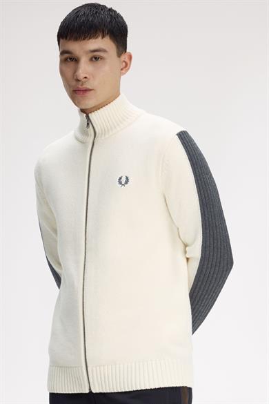 Fred Perry Erkek Uzun Kol Dik Yaka Fermuar Kapama Beyaz Hırka K1546-560