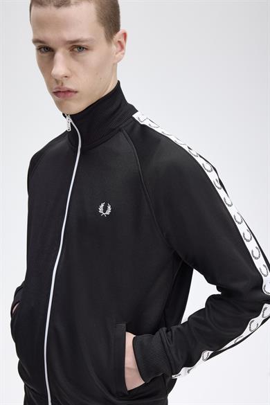 Fred Perry Erkek Dik Yaka Fermuar Kapamalı Omuzdan Kola Logo Detaylı Siyah Ceket J4620-198