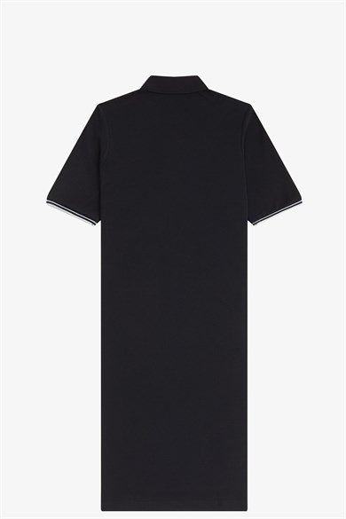 Fred Perry Kadın Logo İşlemeli Kısa Kollu Midi Boy Siyah Elbise D2179-102