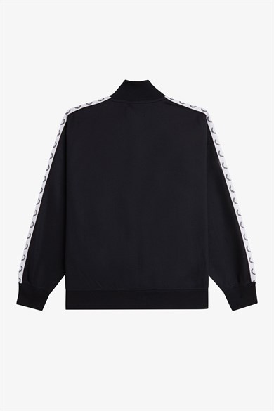 Fred Perry Kadın Omuzları Logo Detaylı Şerit Çizgili Dik Yakalı Uzun Kollu Siyah Ceket J1106-102