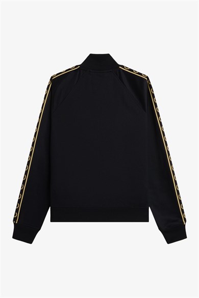 Fred Perry Kadın Omuzları Logo Detaylı Şerit Çizgili Dik Yakalı Uzun Kollu Siyah Ceket J4131-90A