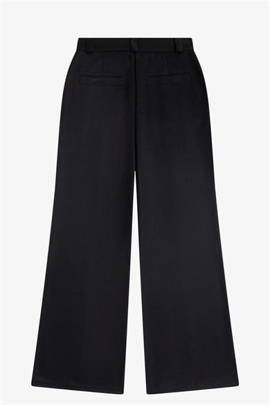 Fred Perry Kadın Yüksek Bel Normal Kesim Geniş Paça Siyah Pantolon T3112-102