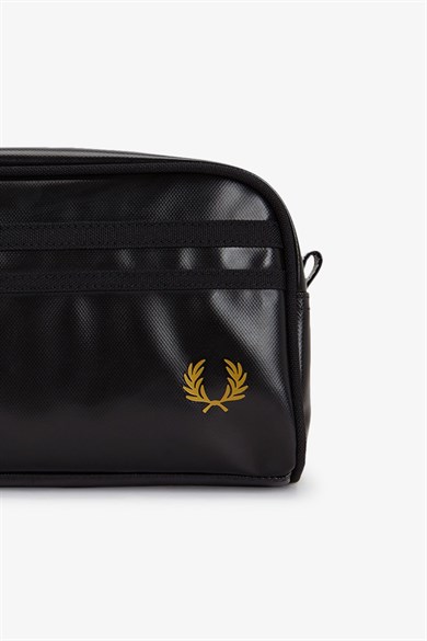 Fred Perry Unısex Altın Detaylı Logo İmzalı Kaplamalı Siyah-Altın Omuz Çantası L7311-774