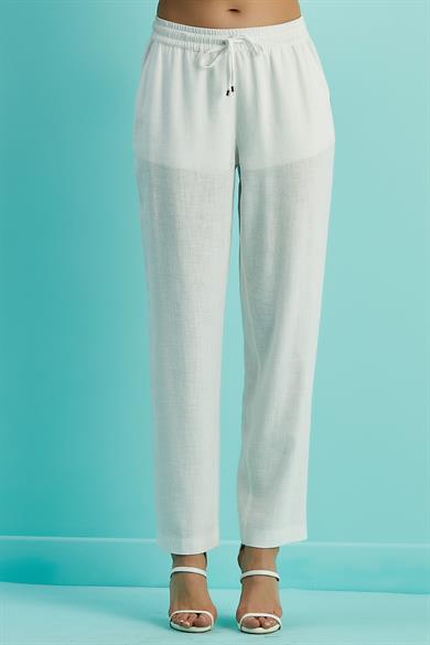 Guıtar Kadın Slim Fit Düz Fermuarlı BEYAZ Pantolon JGU24225-PANT-BEYAZ