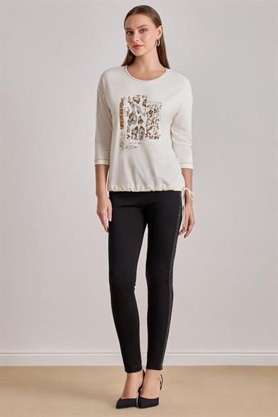 Guıtar Kadın Slim Fit Yanları Şerit Çizgili Dar Paça Siyah Tayt 25522-TIGHT-SİYAH