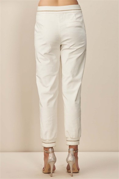 Guıtar Kadın Yüksek Bel Dar Paça Fermuar Kapamalı Ekru Pantolon 24511-PANT-EKRU