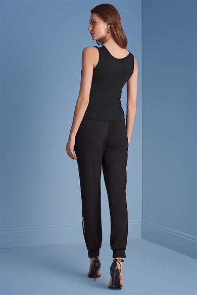 Guıtar Kadın Yuvarlak Yaka Kolsuz Pamuklu Siyah Bluz 25227-TANK-010