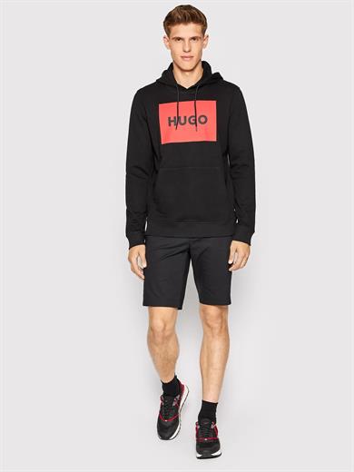 HUGO Erkek Marka Logolu Pamuklu Normal Kalıp Günlük Siyah-Kırmızı Sweatshirt 50473168-001
