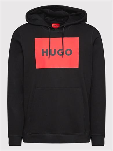 HUGO Erkek Marka Logolu Pamuklu Normal Kalıp Günlük Siyah-Kırmızı Sweatshirt 50473168-001