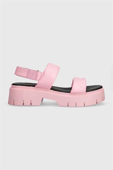 HUGO Kadın Logolu Düz Tabanlı Rahat Günlük Kullanım Pembe Sandalet 50517374-664