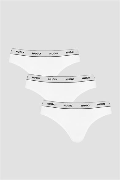 HUGO Kadın Marka Logo Detaylı Beli Lastikli Beyaz Külot 50469657-100