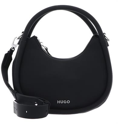 HUGO Kadın Metal Logolu Çıkarılabilir Çapraz Askılı Fermuarlı Siyah Omuz Çantası 50516927-001